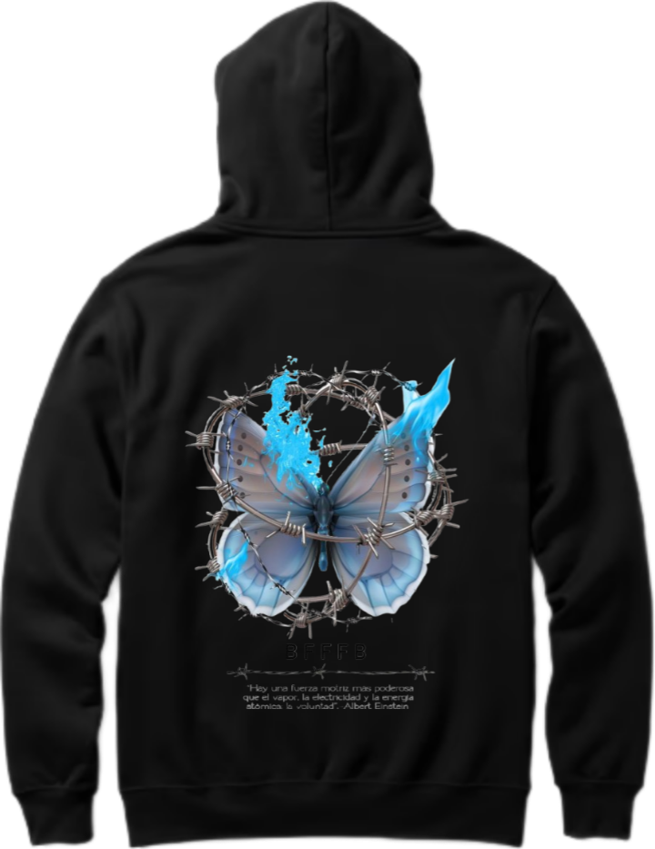 butterflies Oversize Hoodie Black Back 43