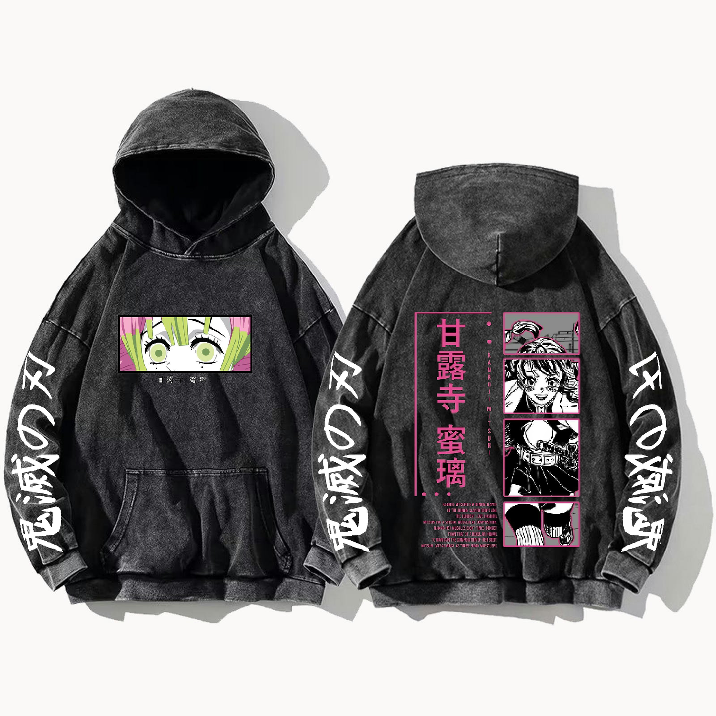 Anime Demon slayer nezuko tanjiro Oversize Hoodie Washed gray 46