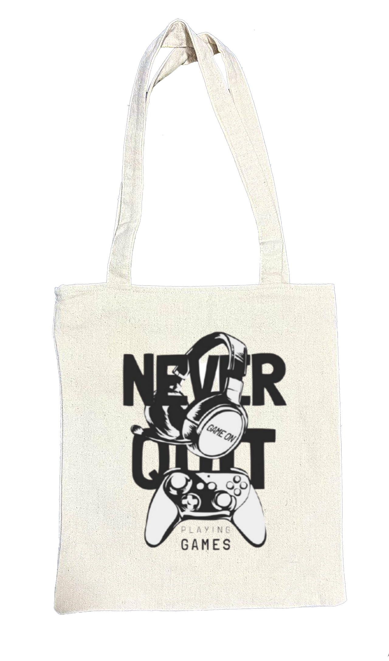 NEVER Back text tote bag beige 46