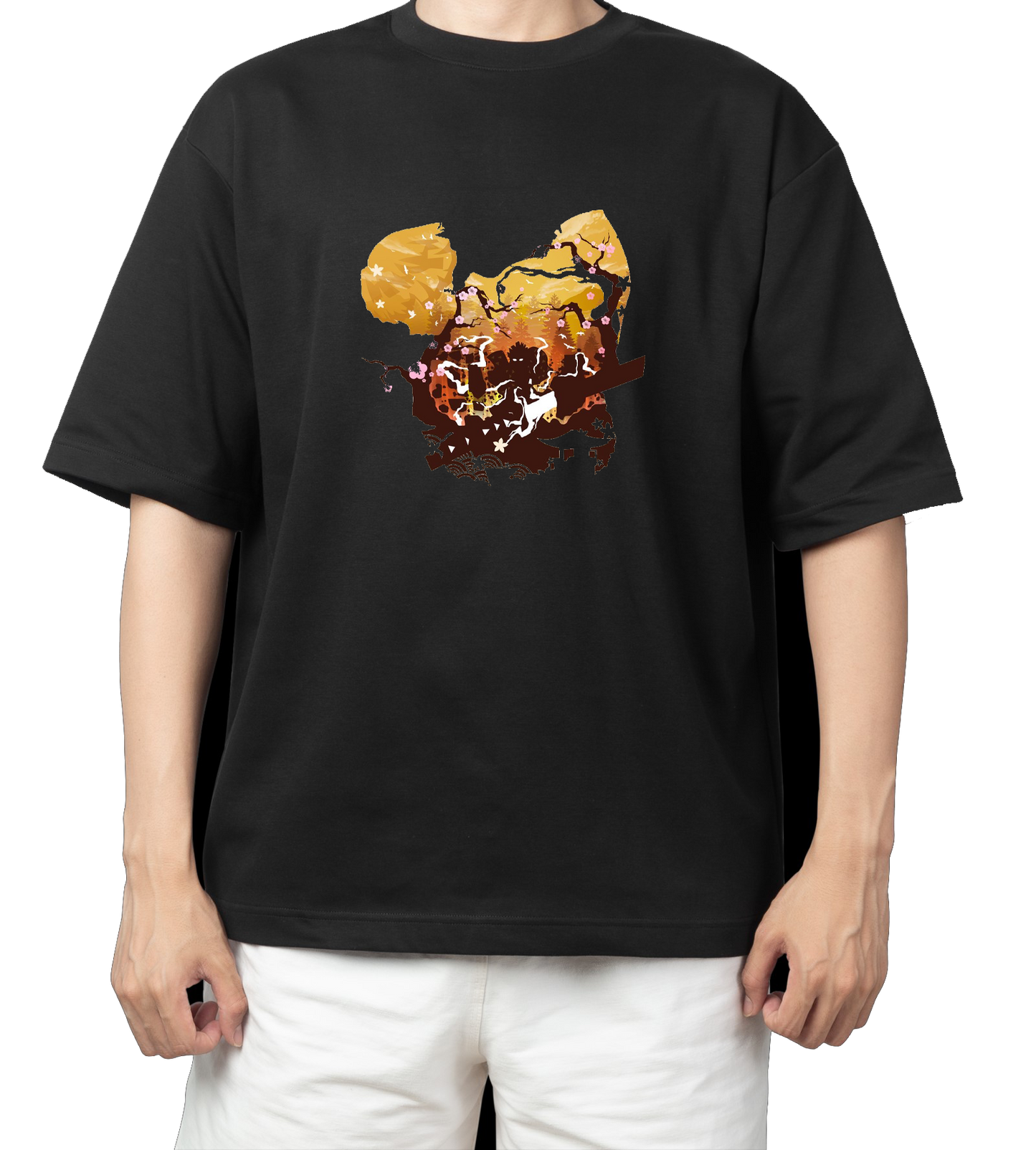 Anime Demon slayer nezuko tanjiro t- shirt Oversize Black 46