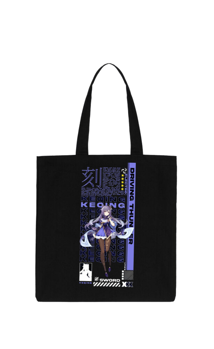 Genshin Impact Keqing tote bag Black 46