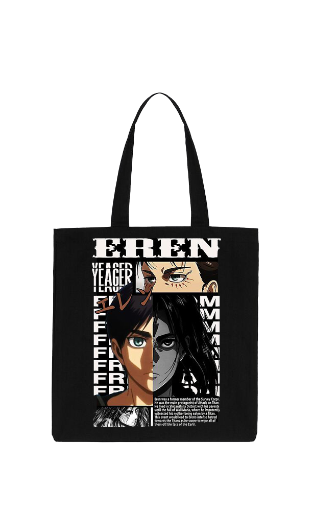 Anime Attack on titan shingeki no kyojin Aot Black tote bag 46
