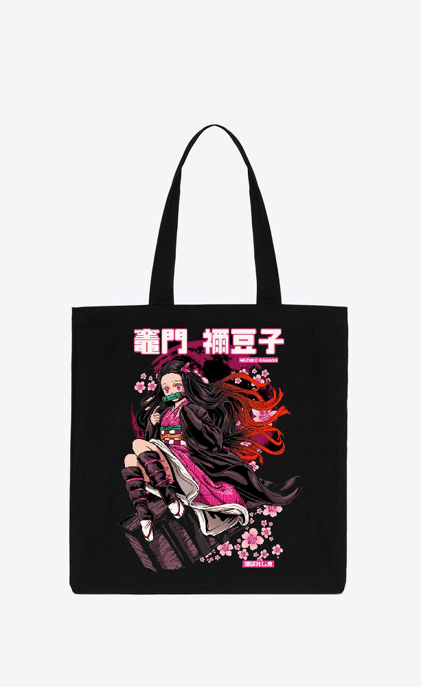 Anime Demon slayer nezuko tanjiro tote bag Black 47