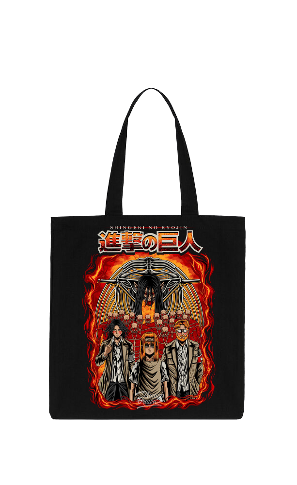 Anime Attack on titan shingeki no kyojin Aot Black tote bag 47