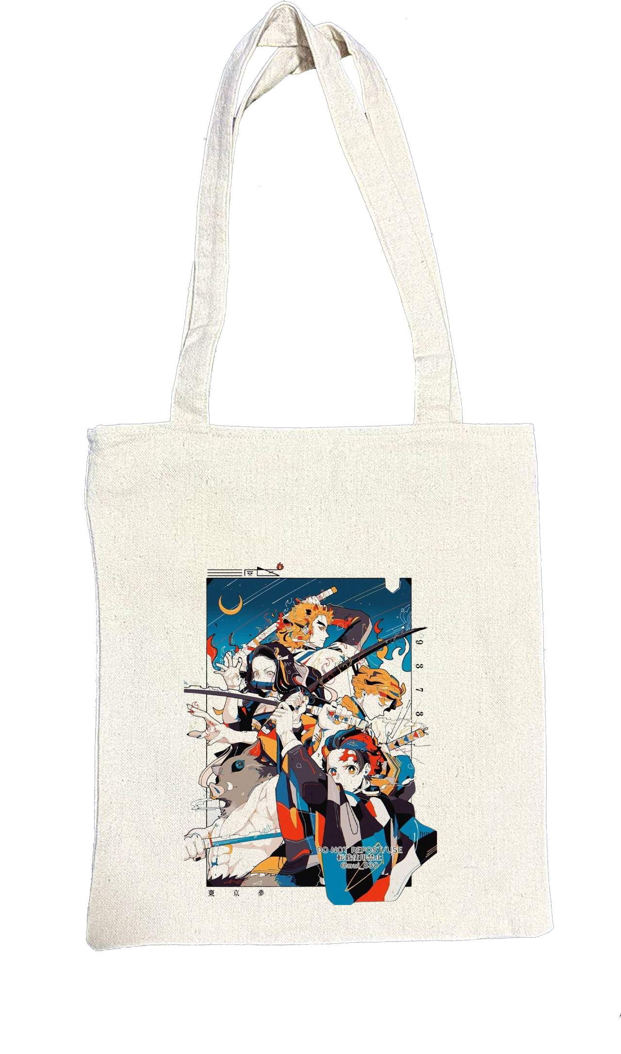 Anime Demon slayer nezuko tanjiro tote bag Beige 49
