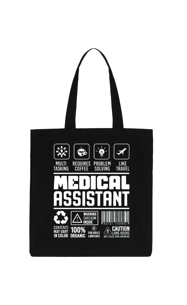 MEDICAL ASSISTANT Back text tote bag Black 47