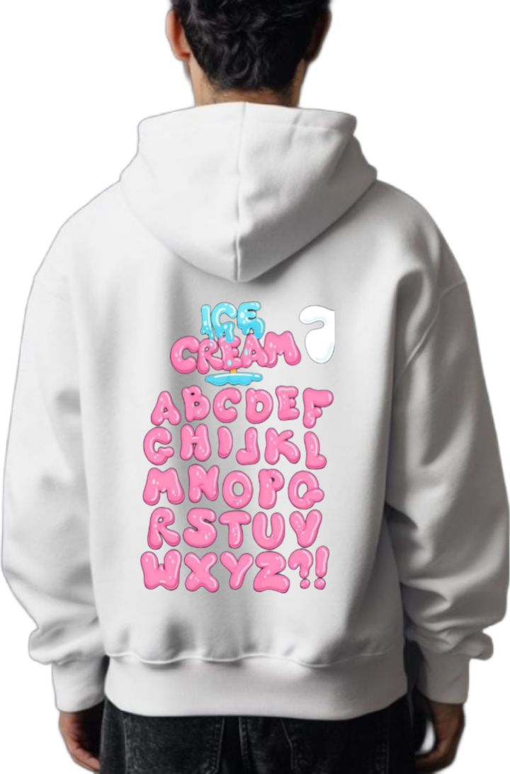 CREAM CHIJKL RSTUV WXYZ?! One Size hoodie White Back 49
