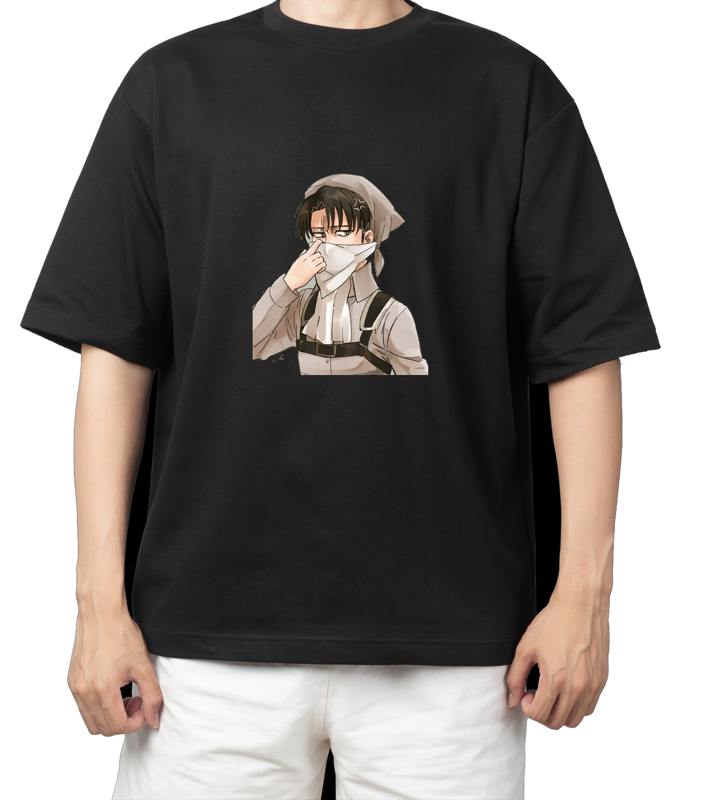 Anime Attack on titan shingeki no kyojin eren levi mikasa Aot black Oversize t- shirt 49