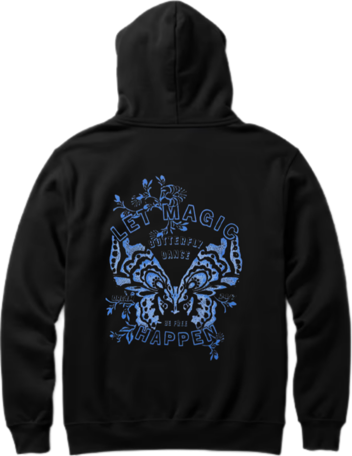 butterflies Oversize Hoodie Black Back 4