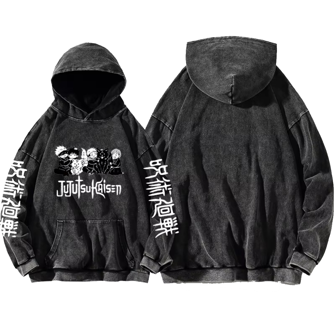 jujutsu kaisen GOJO Oversize Washd Hoodie gray 8