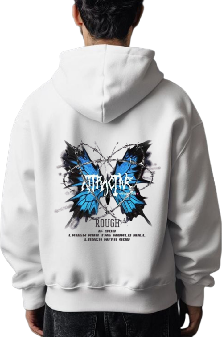 butterflies Oversize Hoodie White Back 4