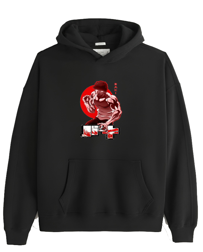 Anime baki oversize hoodie Black 4