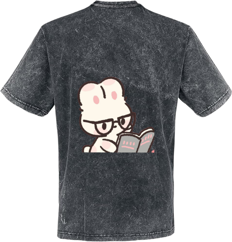 Rabbit Reading t- shirt One Size Washed Back 4