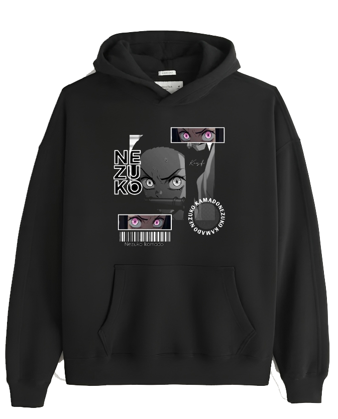 Anime Demon slayer nezuko tanjiro Oversize Hoodie Black 57