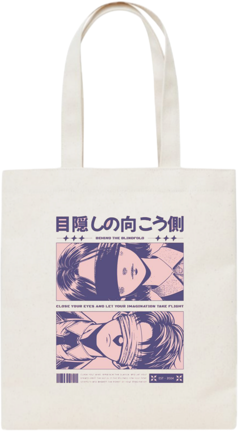 Behind the Blindfold tote bag beige 4