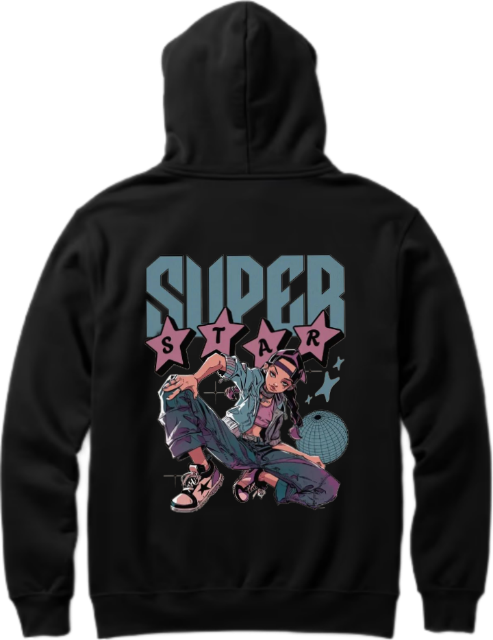 SUPER Over Size hoodie Black Back 85