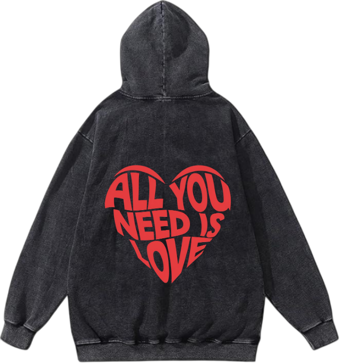 VaIentine coupIe Oversize Hoodie Washed gray Back 4