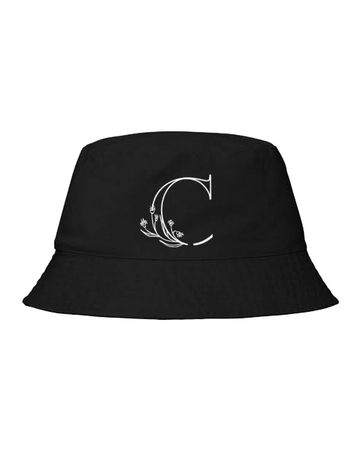 vector letter Bucket hat Fishman hat cap Black C 4