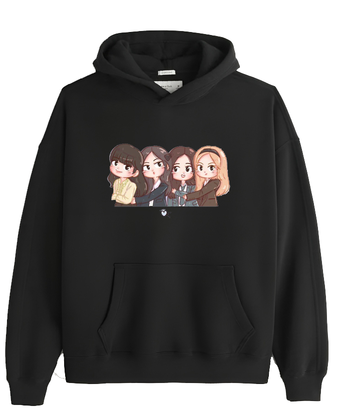 Black pink One Size hoodie Black 4