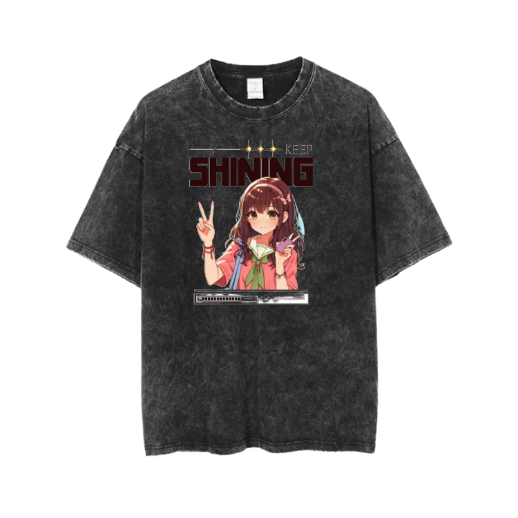 RANDOM ANIME GIRL t- shirt Washed 4