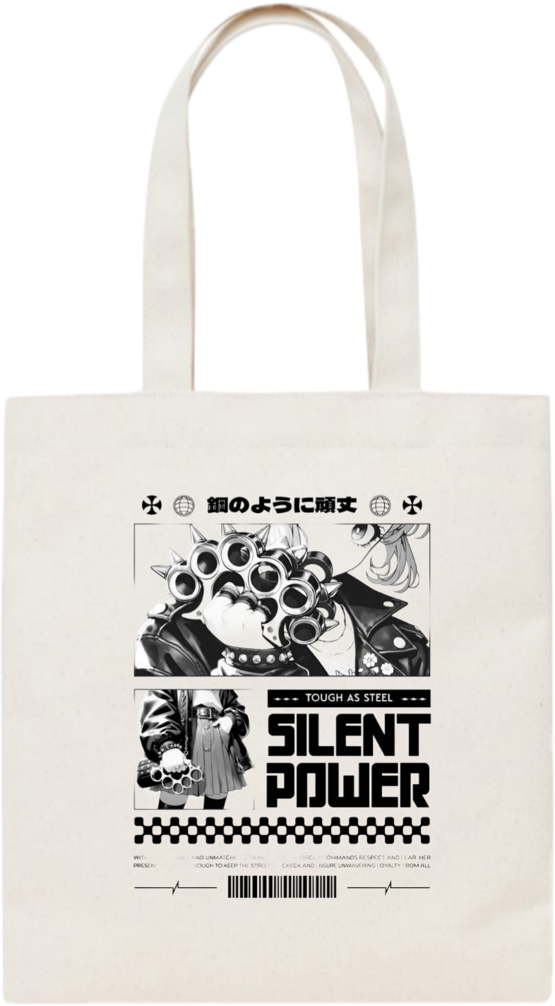 SILENT POWER tote bag beige 4