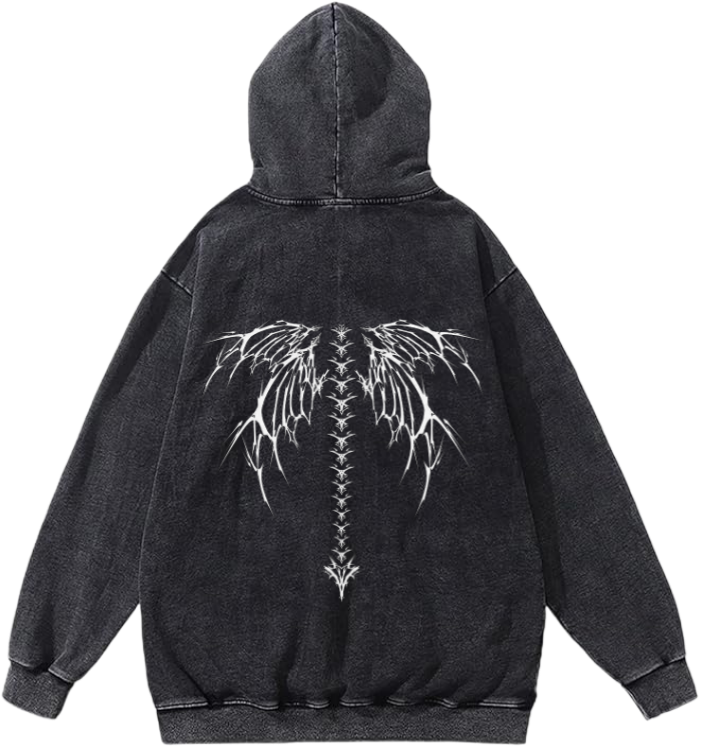Goth Oversize Hoodie Washed gray Back 4