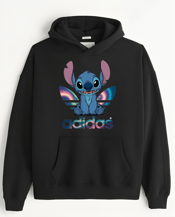 stitch Over Size hoodie Black 4