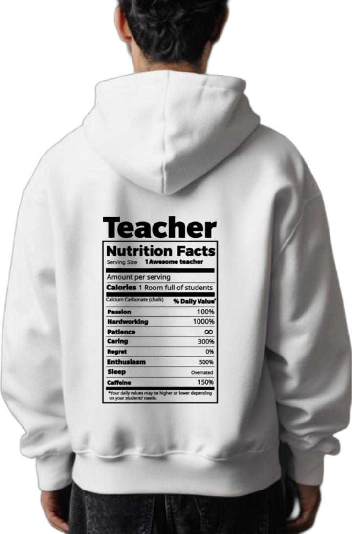 Teacher Back text oversize hoodie White back 4