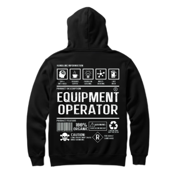 EQUIPMENT OPERATOR Back text oversize hoodie back 4