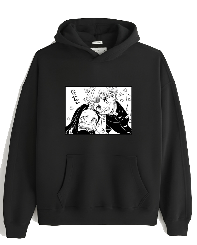 Anime Demon slayer nezuko tanjiro Oversize Hoodie Black 50