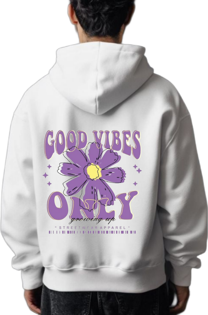 Good Vibes Only One Size hoodie White Back 50