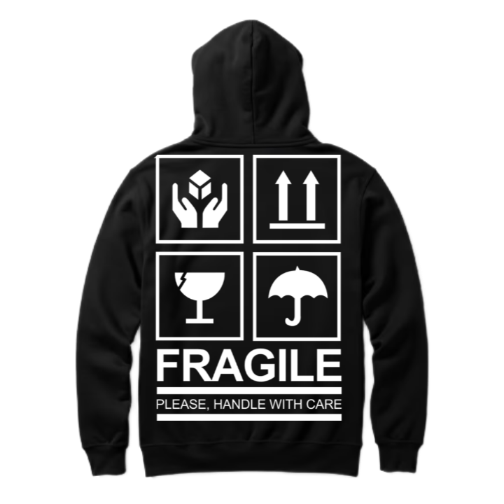 FRAGILE Back text oversize hoodie back 51