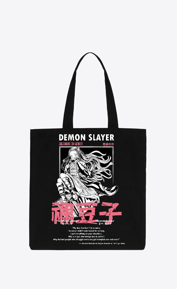 Anime Demon slayer nezuko tanjiro tote bag Black 51