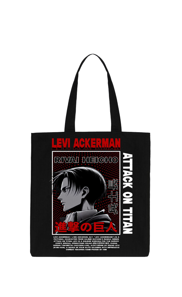 Anime Attack on titan shingeki no kyojin Aot Black tote bag 50
