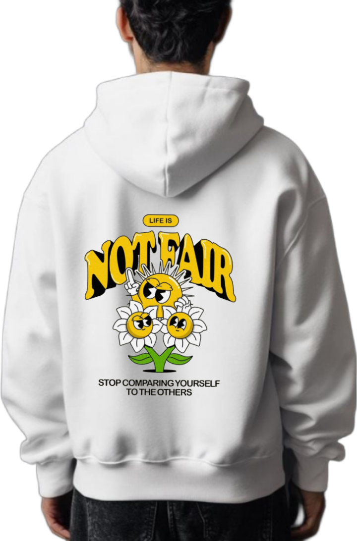 Life is Not Fair One Size hoodie White Back 52