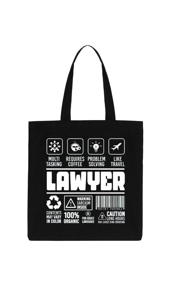 LAWYER Back text tote bag Black 51