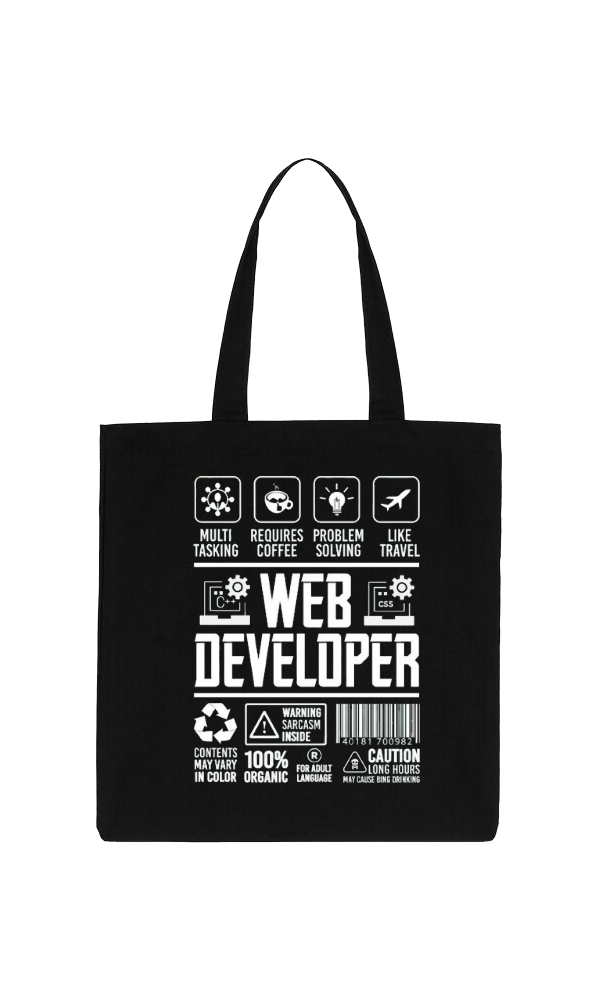 CSS WEB DEVELOPER Back text tote bag Black 52