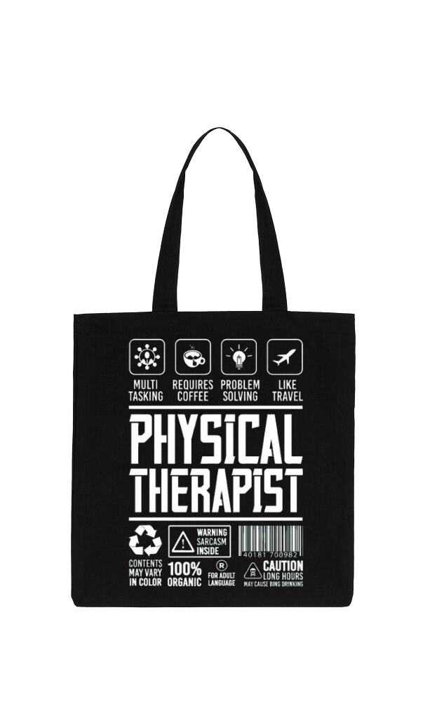 PHYSICAL THERAPIST Back text tote bag Black 53