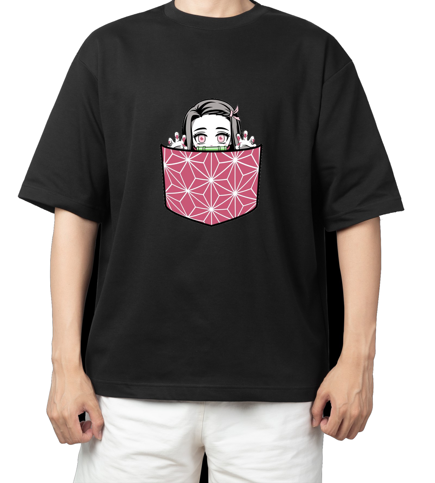 Anime Demon slayer nezuko tanjiro t- shirt Oversize Black 56