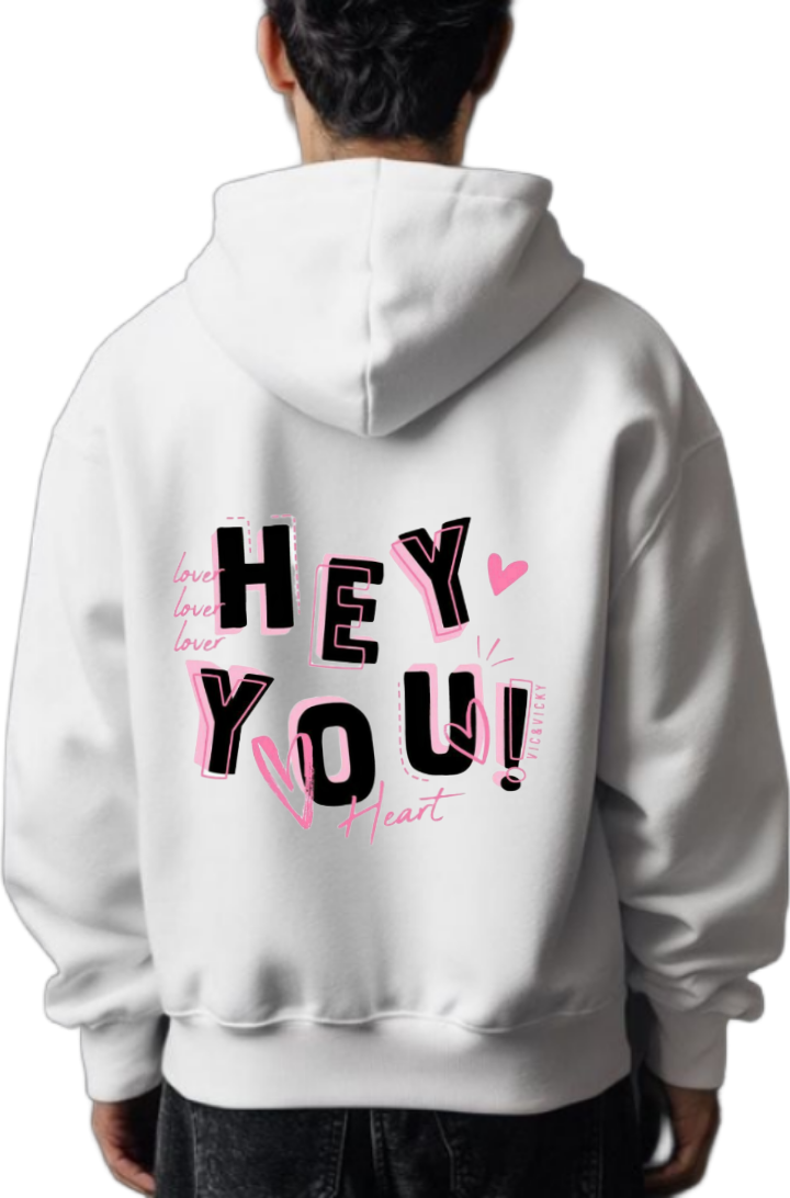 HEY YOU One Size hoodie White Back 56