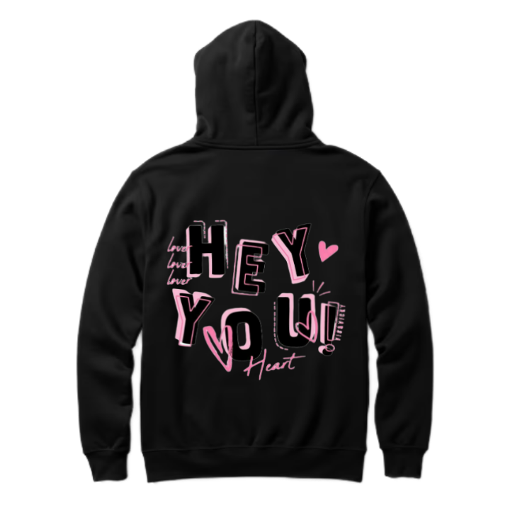 HEY YOU One Size hoodie Black Back 56