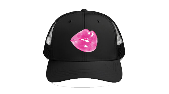Baseball cap Black A hyper-glossy, hot pink illustrated set of lips 104