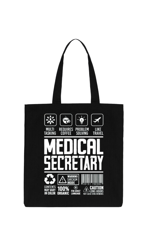 MEDICAL SECRETARY Back text tote bag Black 55