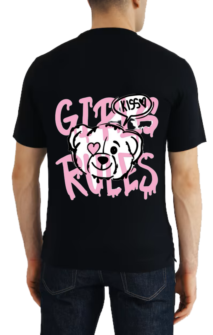 Girls Rules t- shirt One Size Black back 57
