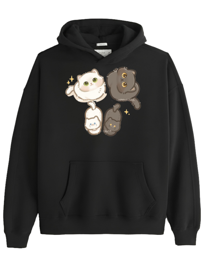 cat Oversize Hoodie Black 57