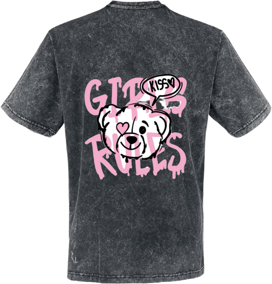 Girls Rules t- shirt One Size Washed Back 57