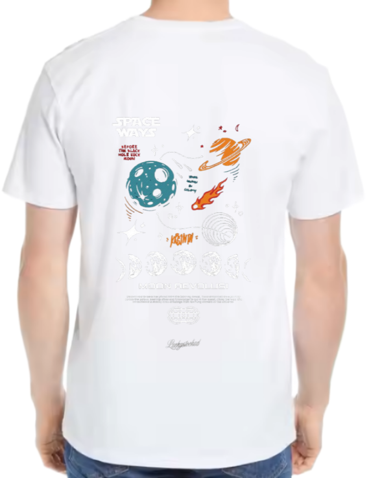 SPACE WAYS Back text One Size t- shirt White Back 57