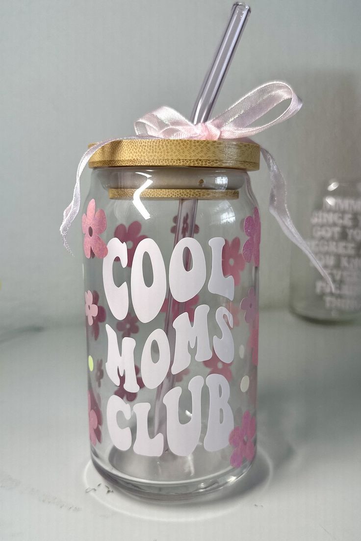 Mug with Wooden Lid and Clear Glass Straw: Practical for Juices and Ice Coffee COOL MOMS CLUB