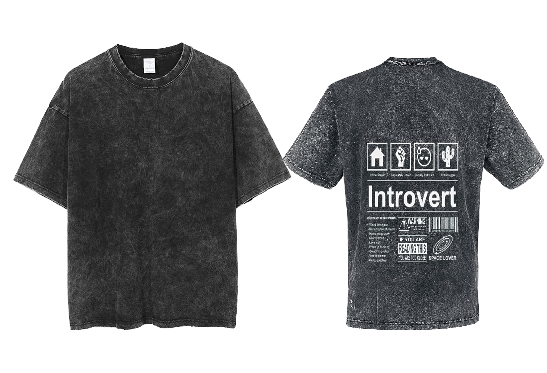 Introvert Back text One Size t- shirt Washed Back 58