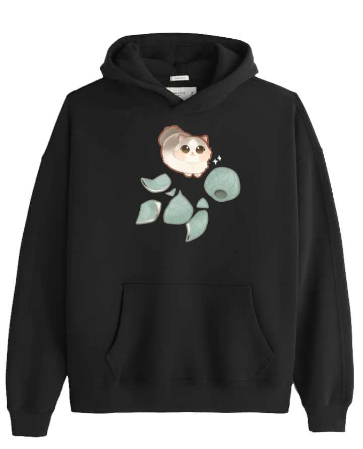 cat Oversize Hoodie Black 59